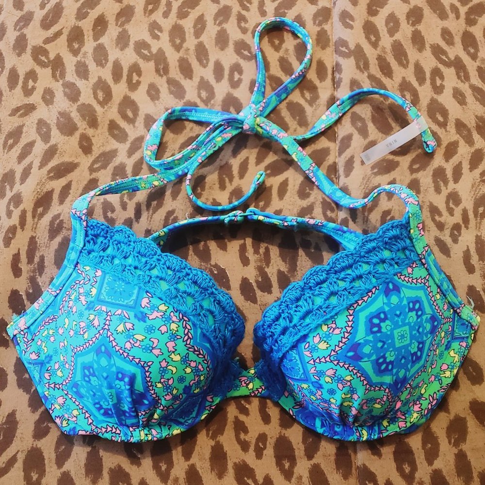 Aerie Nina Teal Paisley Bikini Top